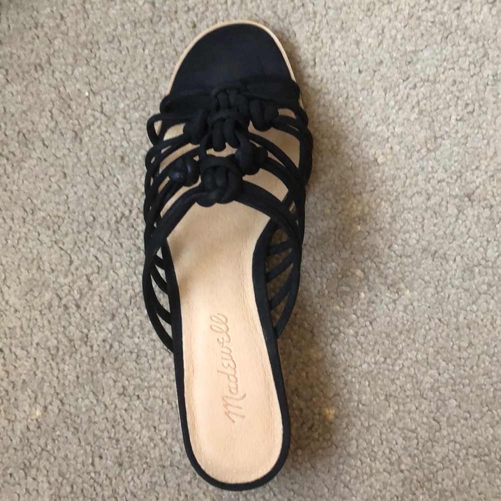 Madewell knotted mule sandal, black, 5.5